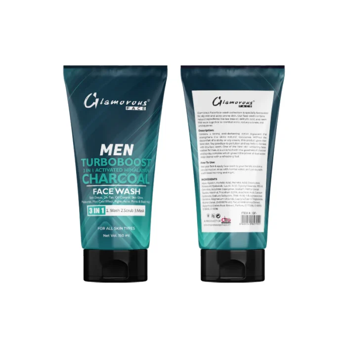 Glamorous Face Men Face Wash Turbo Boost Charcoal 3-In-1 - Image 3